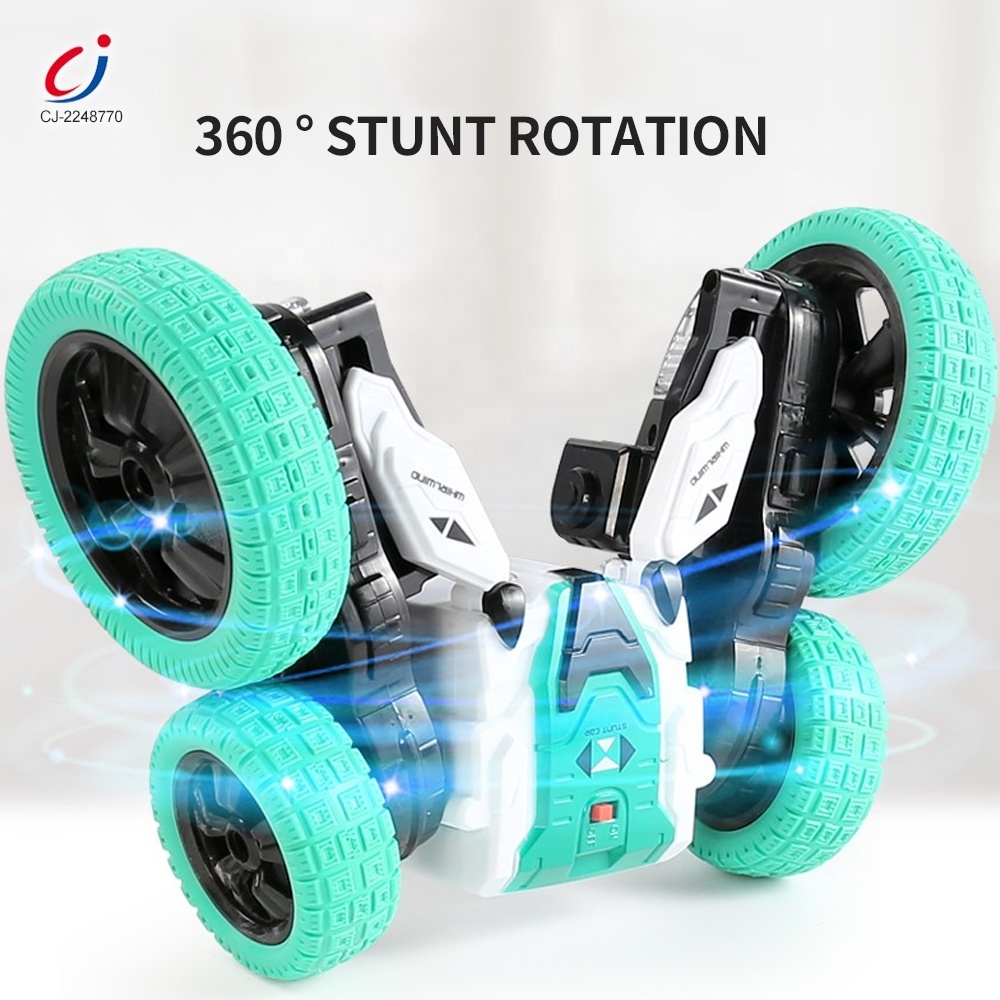 Chengji new product 2.4ghz remote control spinning car toy 180 flip high speed rc stunt car with light