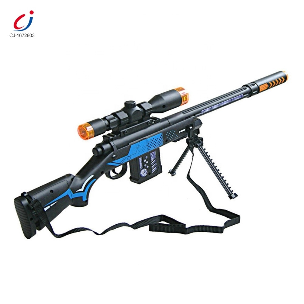 Chengji kids plastic simulation vibration gun electric flashing light sound toy sniper rifles for sale