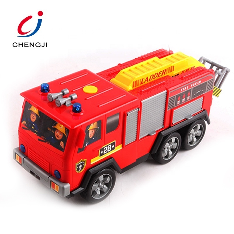 Wholesale children cartoon toy musical remote control rc fire truck for kids