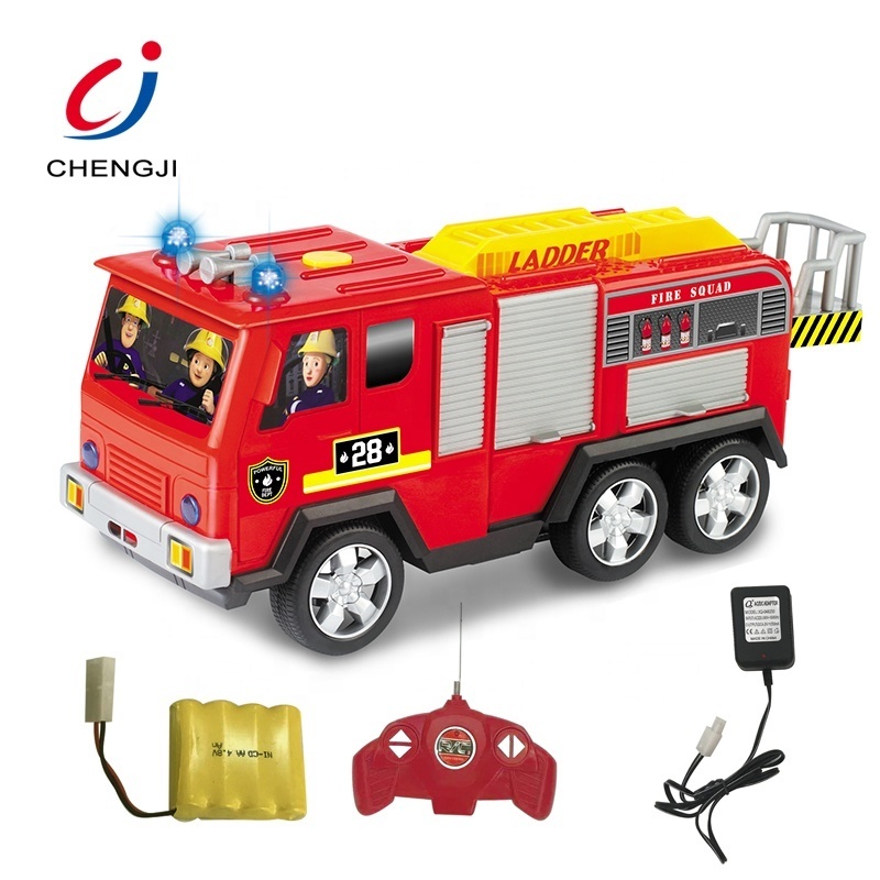 Wholesale children cartoon toy musical remote control rc fire truck for kids