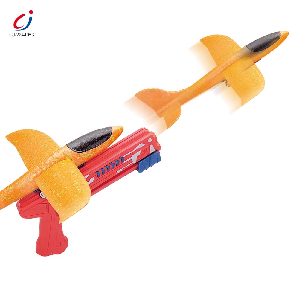 Outdoor kids hand throw flying foam airplane battle glider launcher gun plane shooter