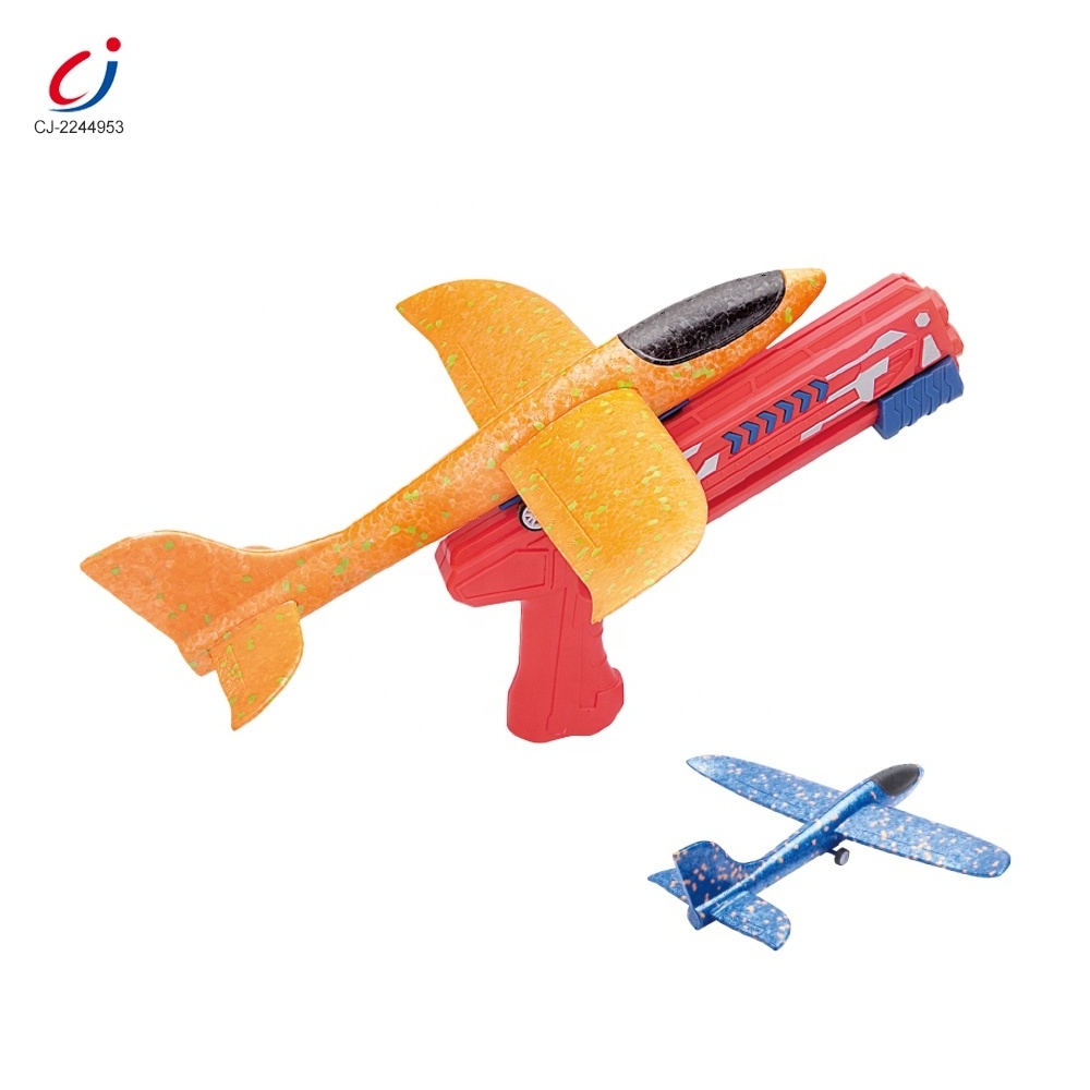 Outdoor kids hand throw flying foam airplane battle glider launcher gun plane shooter