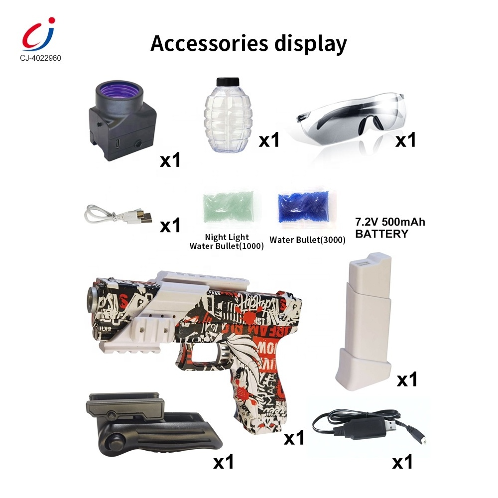 Chengji 2023 new electric toy outdoor automatic shooting game 7-8mm luminous water gel bullet splatter ball gun pistol