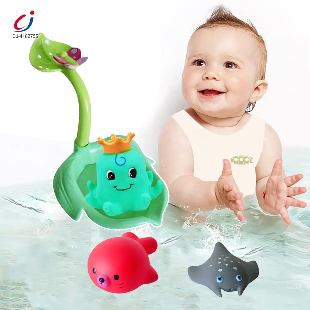 Chengji bebes juguetes cute floating animal squirts toys water game octopus baby bath shower toy