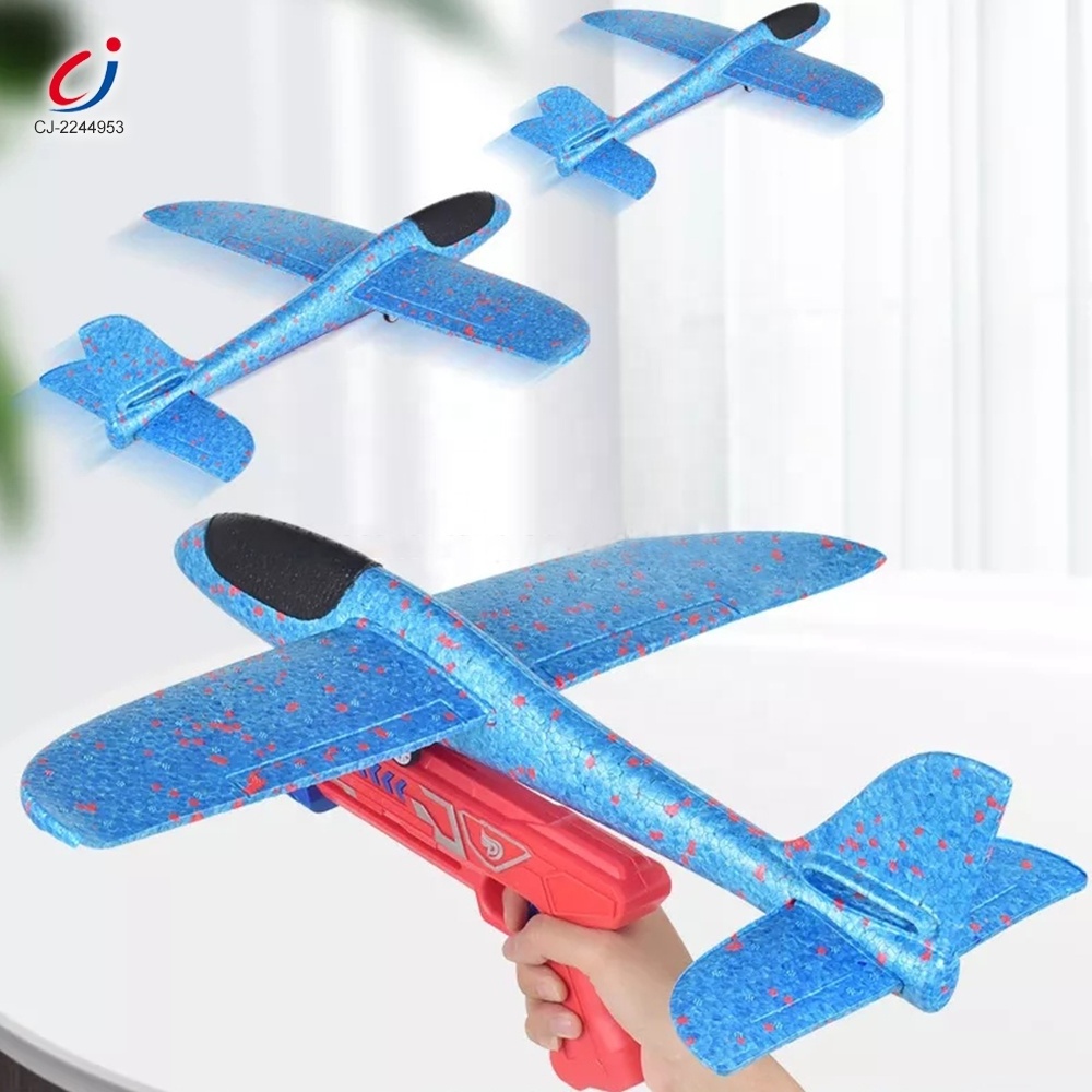 Outdoor kids hand throw flying foam airplane battle glider launcher gun plane shooter