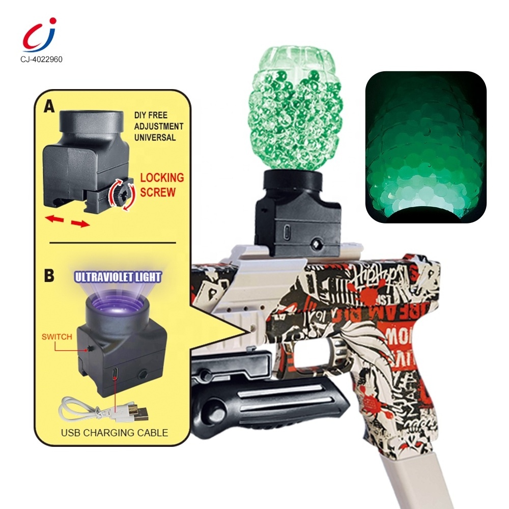 Chengji 2023 new electric toy outdoor automatic shooting game 7-8mm luminous water gel bullet splatter ball gun pistol