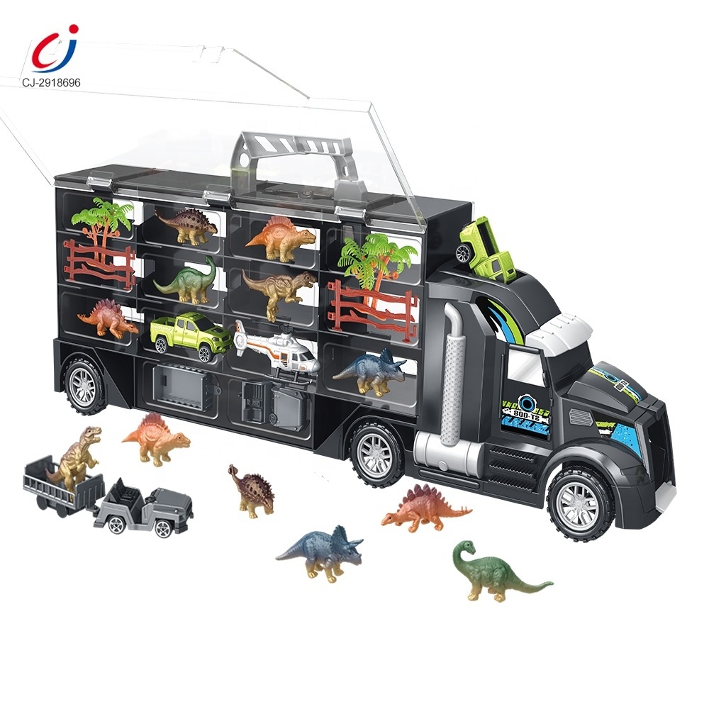 Chengji plastic animal transport carrier vehicle storage container toys monster truck dinosaur with play set