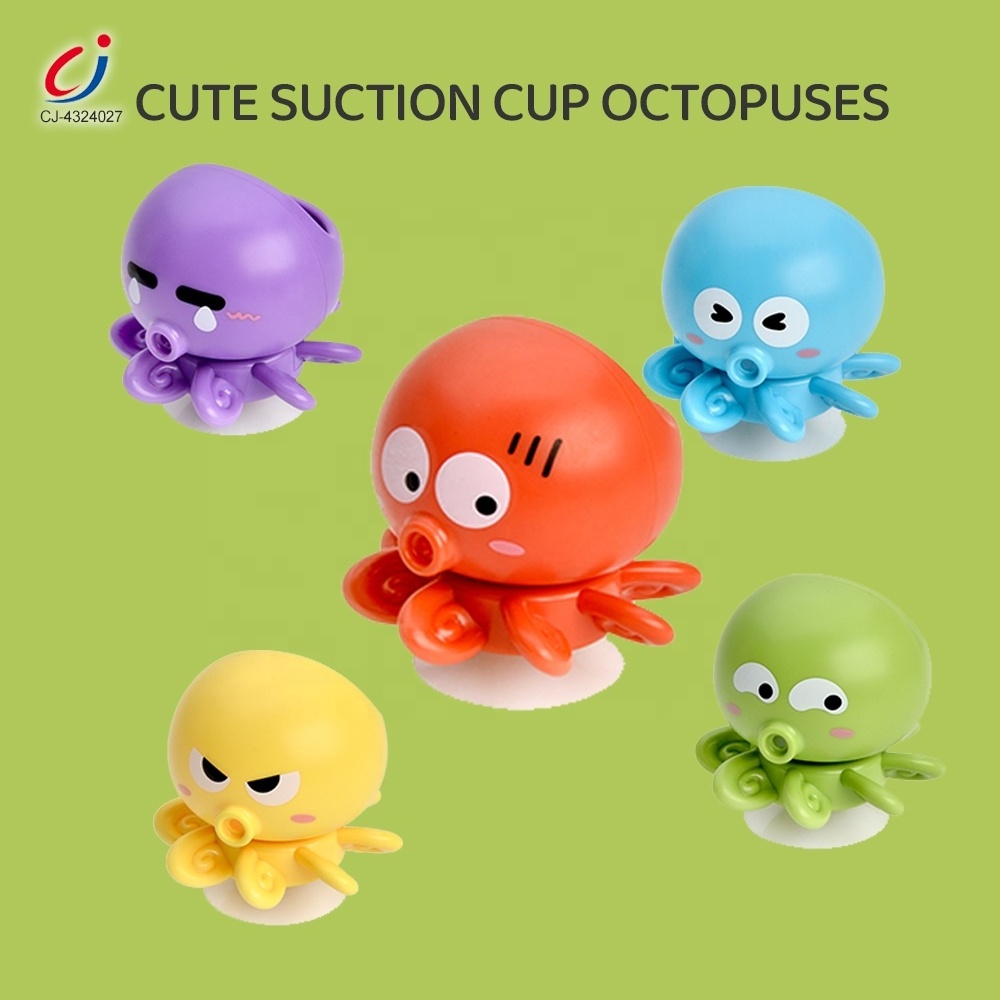 Chengji bathtub toys baby shower funny cartoon submarine water cannon styling rubber octopus bath toy