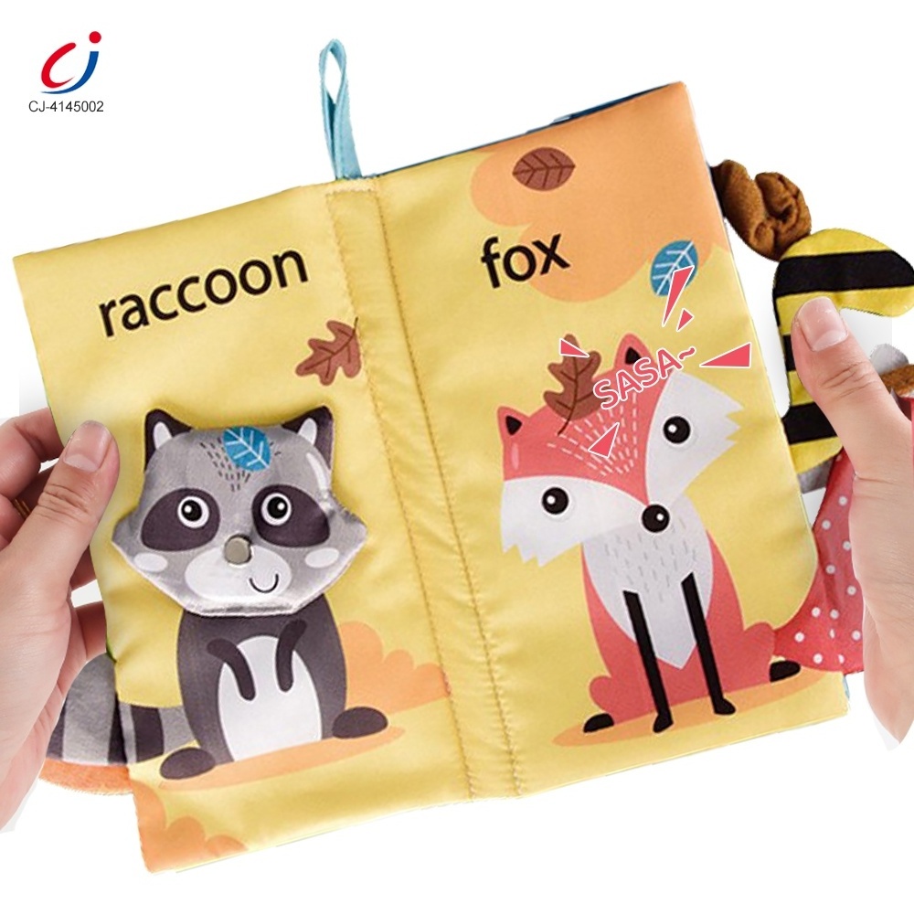 Chengji 2024 new design funny animal tails cloth book baby toy early learning sensory creative fabric cloth books for children