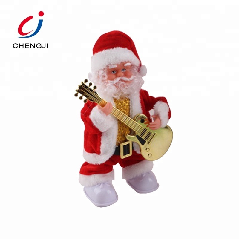 Chengji Hot selling christmas decoration electric playing guitar santa claus musical