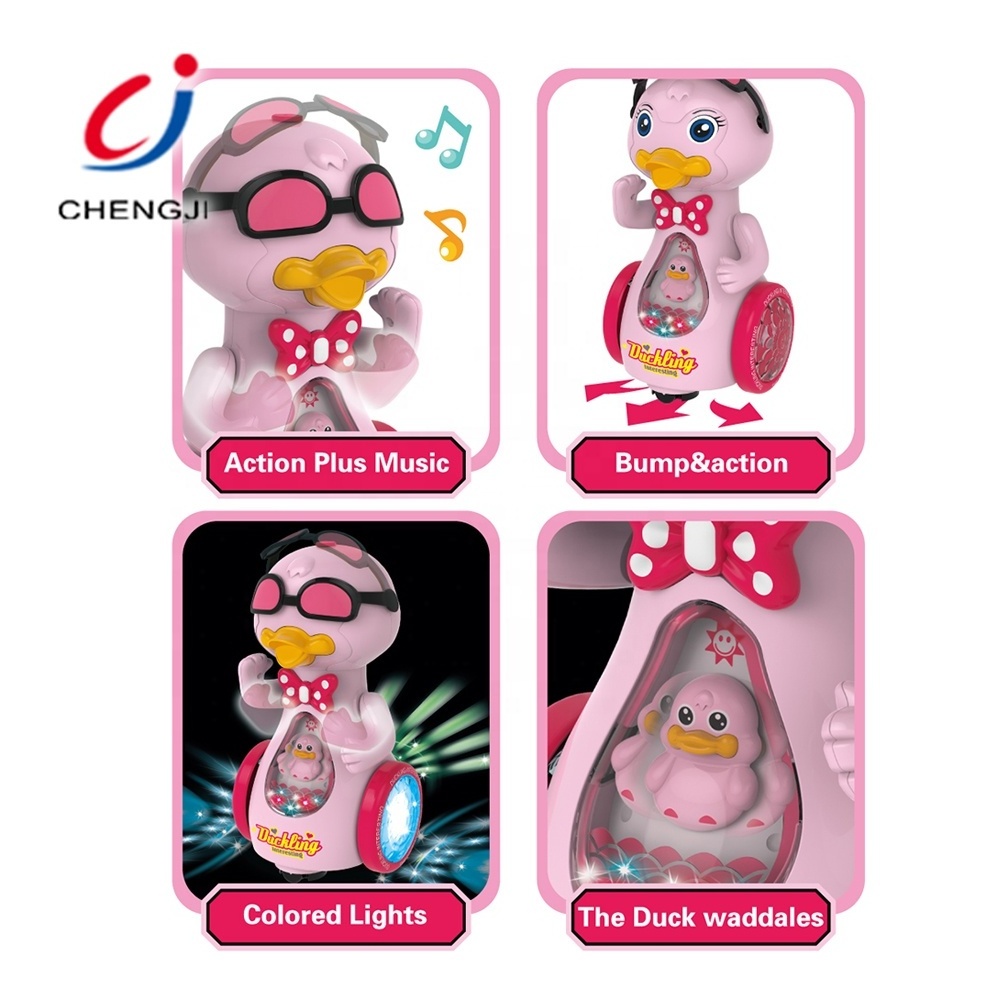 Chengji musical cartoon animal electric universal light music swing duck toys yellow electric dancing duck toy for kids