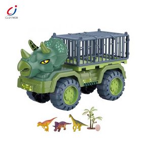 High quality dinosaur transporter car free wheel engineering dinosaur cage truck carrier toy for kids