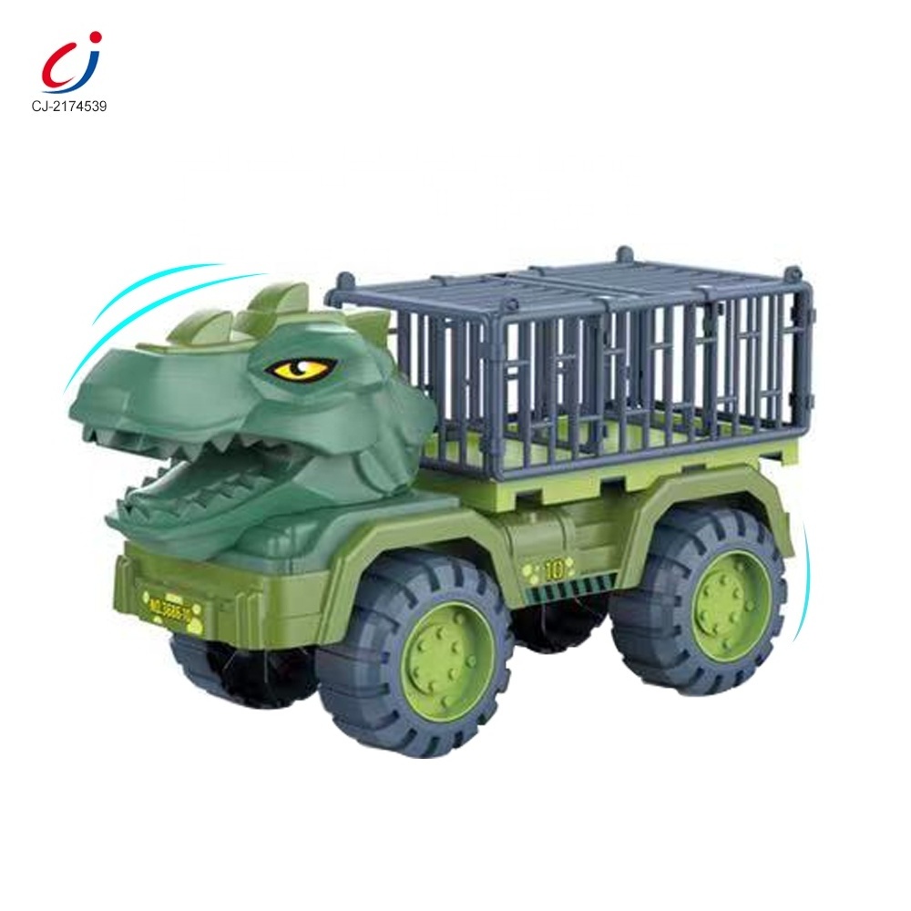 High quality dinosaur transporter car free wheel engineering dinosaur cage truck carrier toy for kids