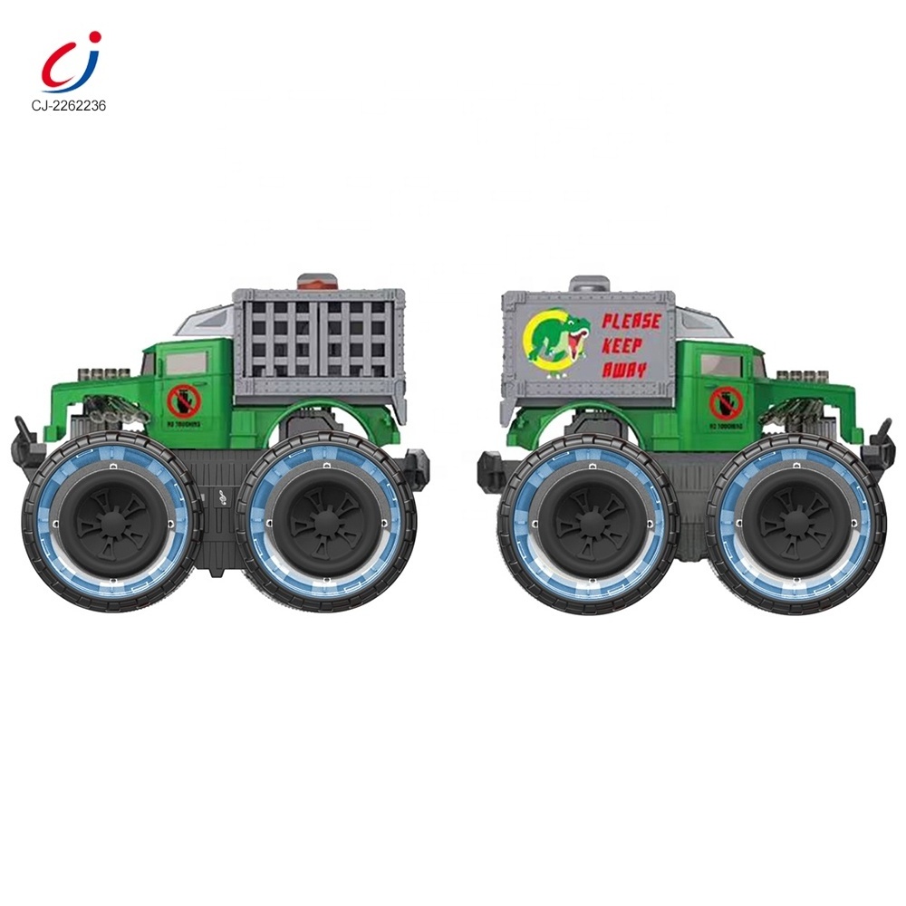 Off-road colorful wheel dinosaur transport carrier truck friction car toys animal friction powered inertia toy cars