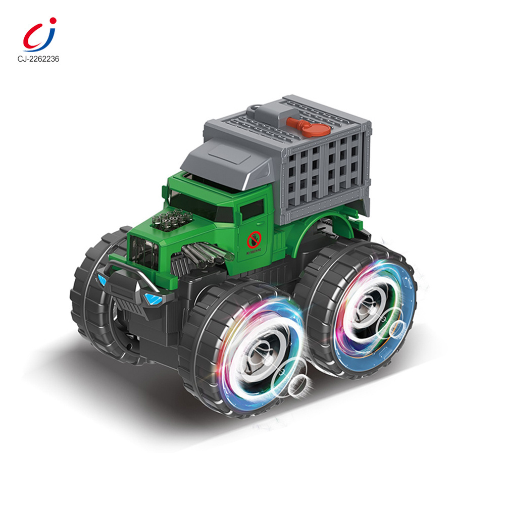 Off-road colorful wheel dinosaur transport carrier truck friction car toys animal friction powered inertia toy cars