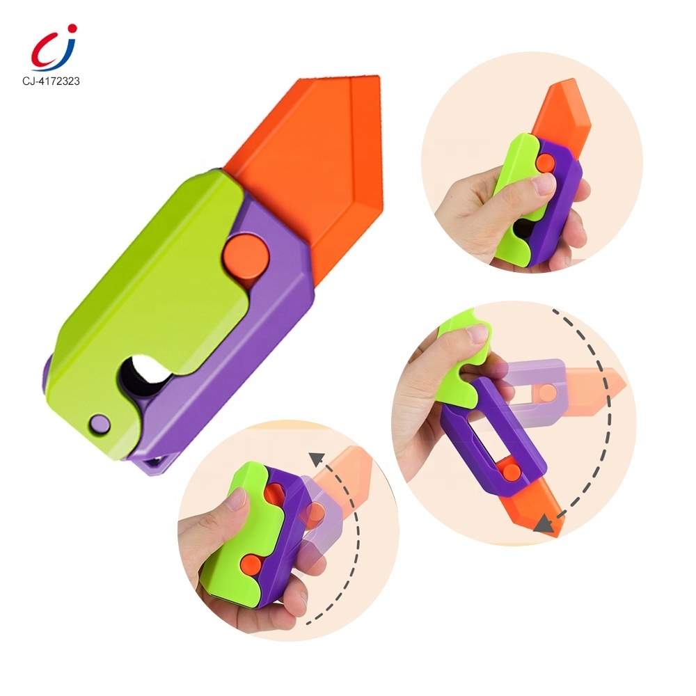 Chengji hot selling creative fidget toy 3d printed decompression gravity jump cartoon radish carrot knife toys