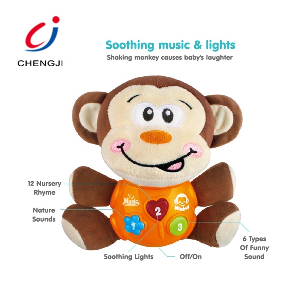 Lovely Soft Plush Baby Toy, Battery Operated Musical With Light Soothe Monkey Toys