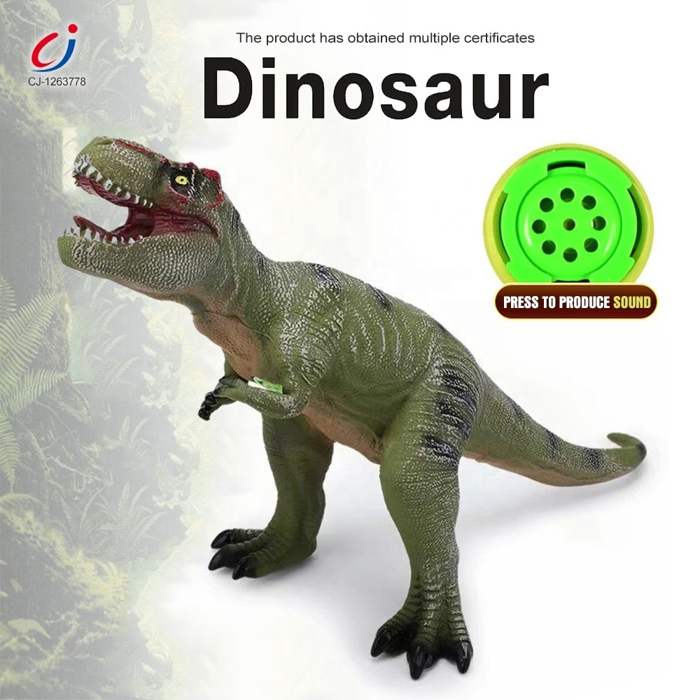 Chengji kids animal model play set vinyl toy light up simulation sound effect dinosaur toys for children