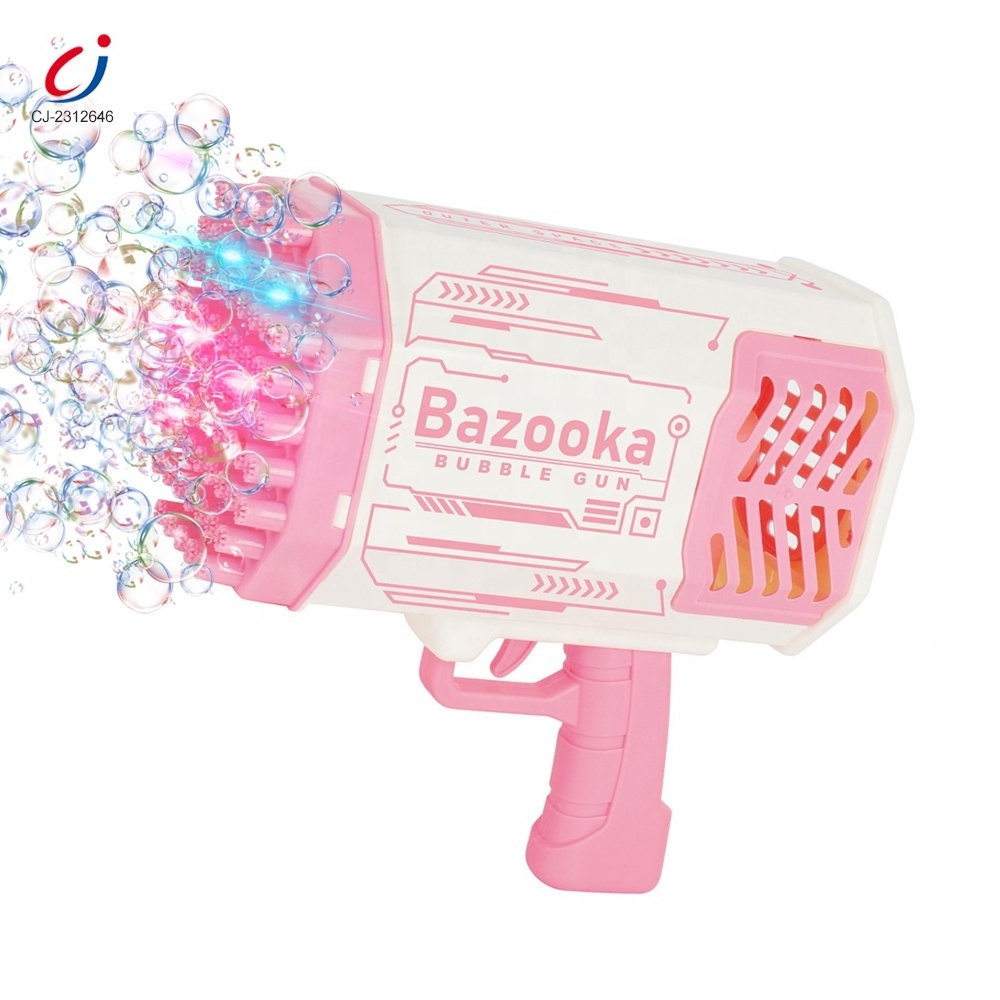 Chengji outdoor toys structures electric automatic soap bazooka bubble machine automatic gatling pink bubble gun 88 holes