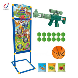 Kids 3in1 indoor sports toy bean bags toss game basketball air power gun moving shooting targets game gun toys