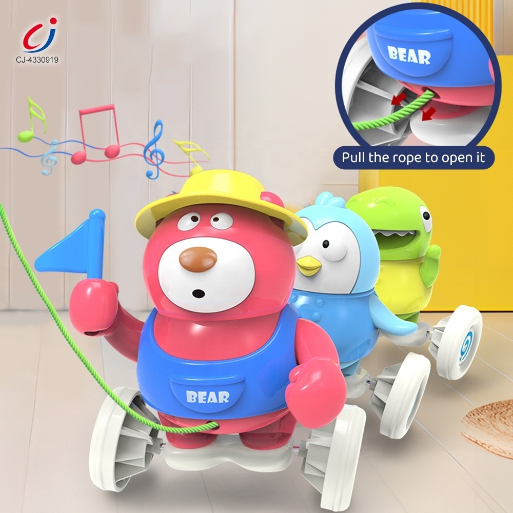 Chengji drag toddler toys early educational music swing cartoon animal pull along toy montessori sensory games for baby