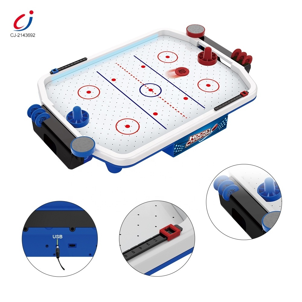 Chengji kids educational indoor sport play set electric musical lighting suspended table top mini ice hockey game toy