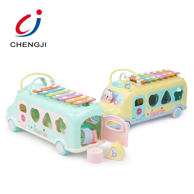 High quality kids educational intellectual mini music baby school bus toy