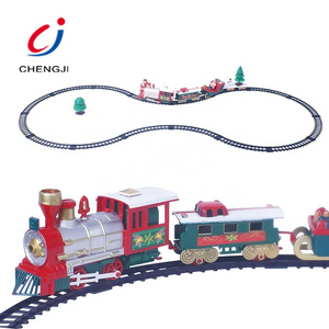 Chengji Intelligent musical light railway slot car track electric set rail train toys