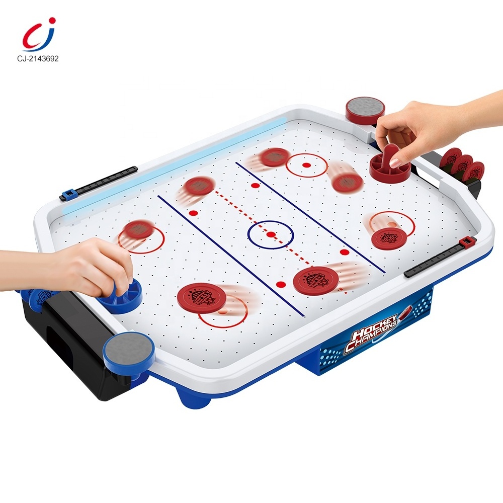 Chengji kids educational indoor sport play set electric musical lighting suspended table top mini ice hockey game toy