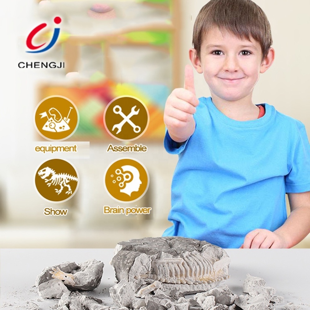 Children play science craft kit toys discover dig dinosaur fossil excavation kit