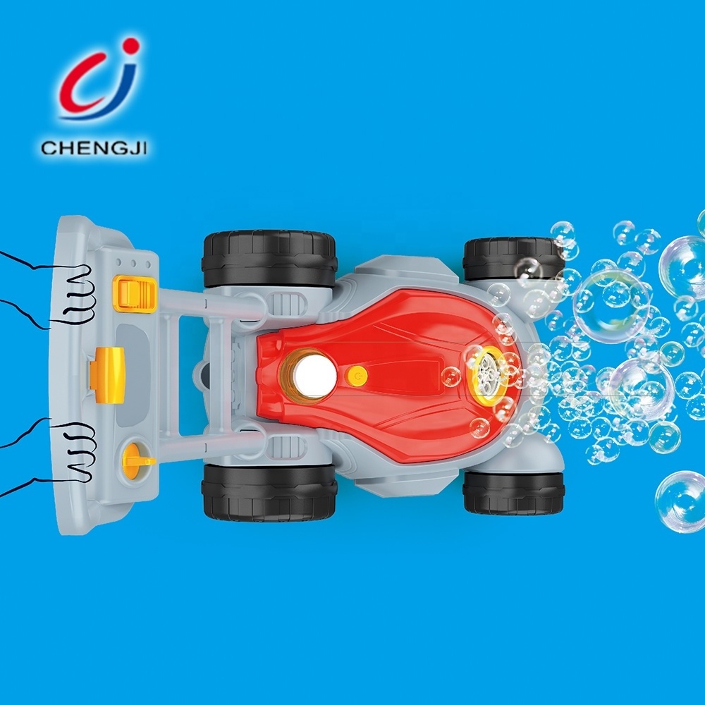 Hot sale summer outdoor bubble blower machine kids toys blowing hand push lawn mower bubble machine for kids