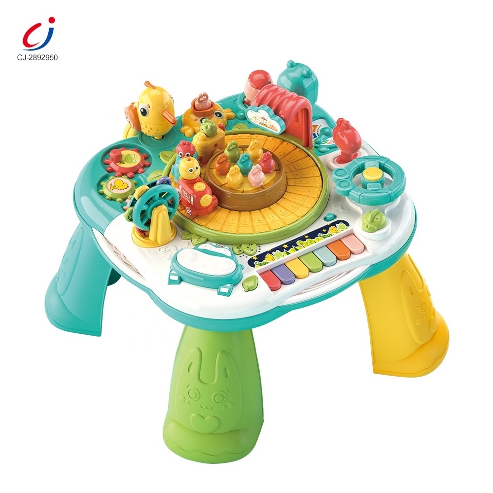 Chengji toys baby toddler milti funtion musical learning activity center table toy baby game activity table toy for toddlers