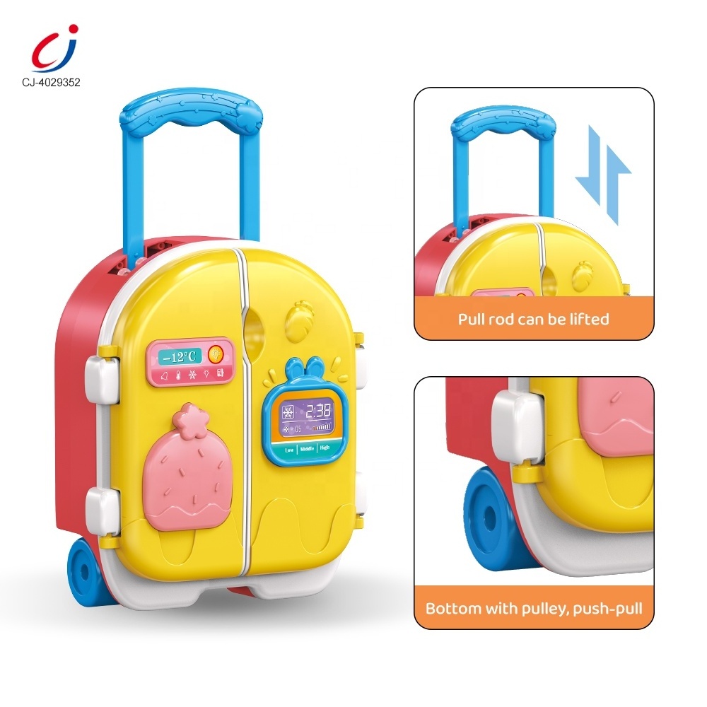 Chengji jouets de cuisine fun realistic kids kitchen play set musical mini refrigerator toys girls play house mini fridge toy