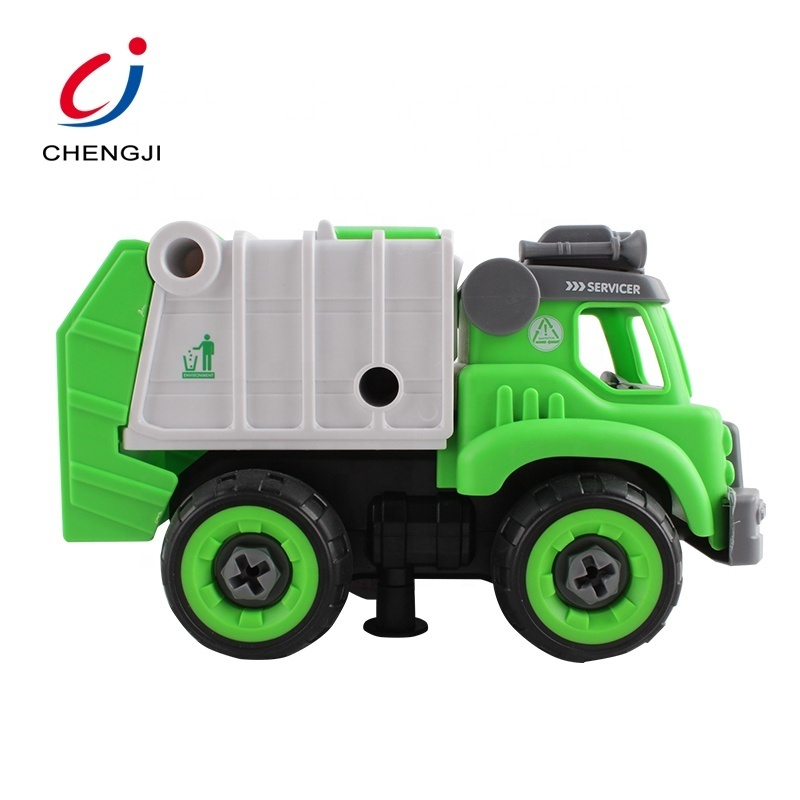 Popular style plastic DIY building blocks electric garbage toy truck for kids