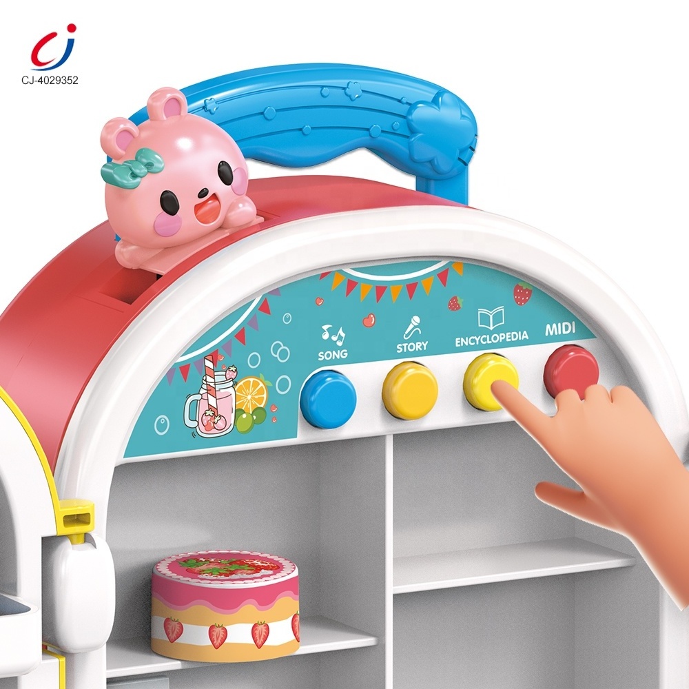 Chengji jouets de cuisine fun realistic kids kitchen play set musical mini refrigerator toys girls play house mini fridge toy