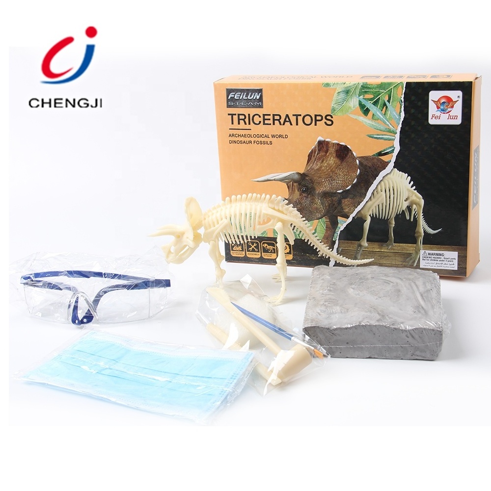 Children play science craft kit toys discover dig dinosaur fossil excavation kit