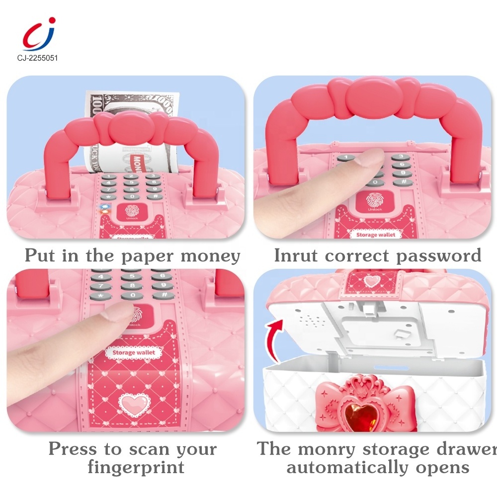 Cosmetic bag styling novelty kids password atm savings fingerprint piggy bank plastic pink safe piggy bank for kids children