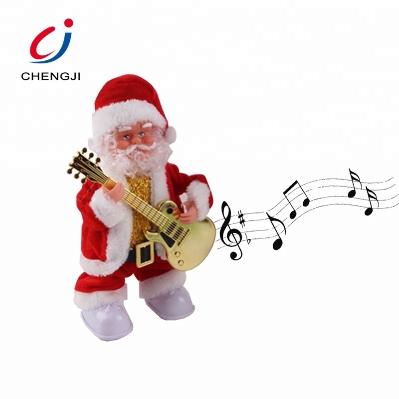 Chengji Hot selling christmas decoration electric playing guitar santa claus musical