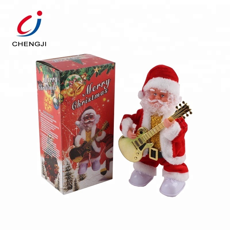 Chengji Hot selling christmas decoration electric playing guitar santa claus musical