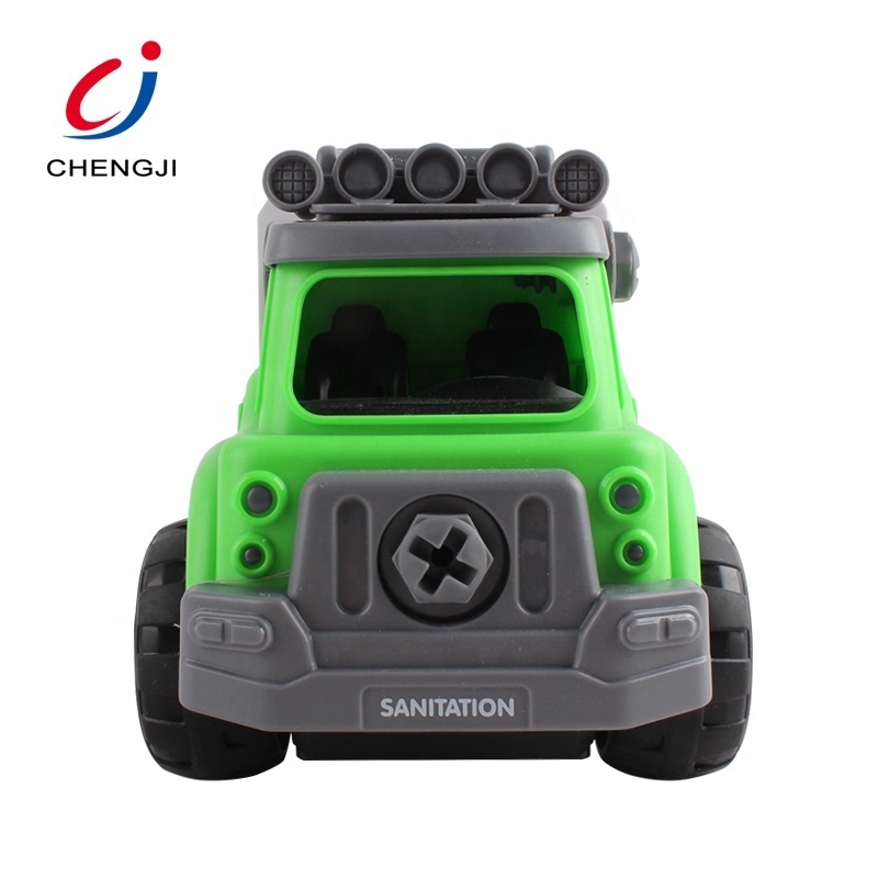 Popular style plastic DIY building blocks electric garbage toy truck for kids