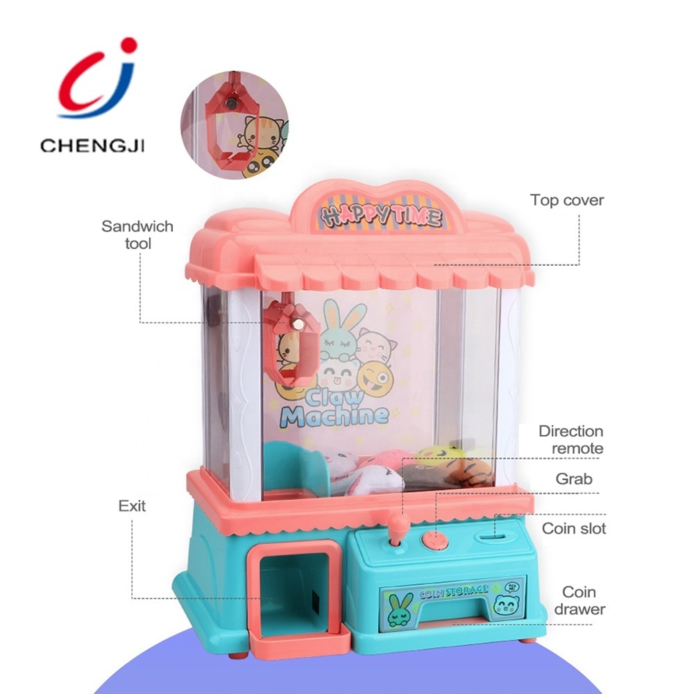 Electronic doll candy light up mini machine music plastic mini toy claw machine