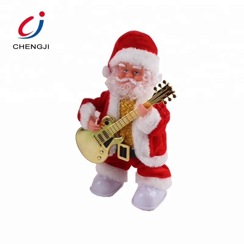 Chengji Hot selling christmas decoration electric playing guitar santa claus musical