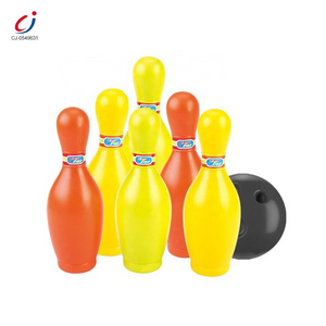 Chengji bowling pin ball kids outdoor sport toy set garden backyard mini  7.5" colorful plastic indoor bowling set