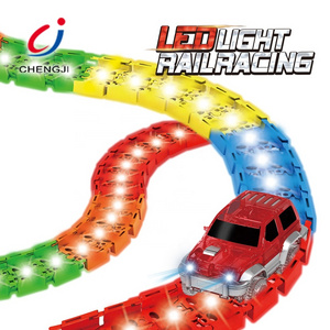 Pistas De Juguete LED Light Electric Slot Car Racing Track Set Glow Race Track, Luminous Rail Race Track Slot Car