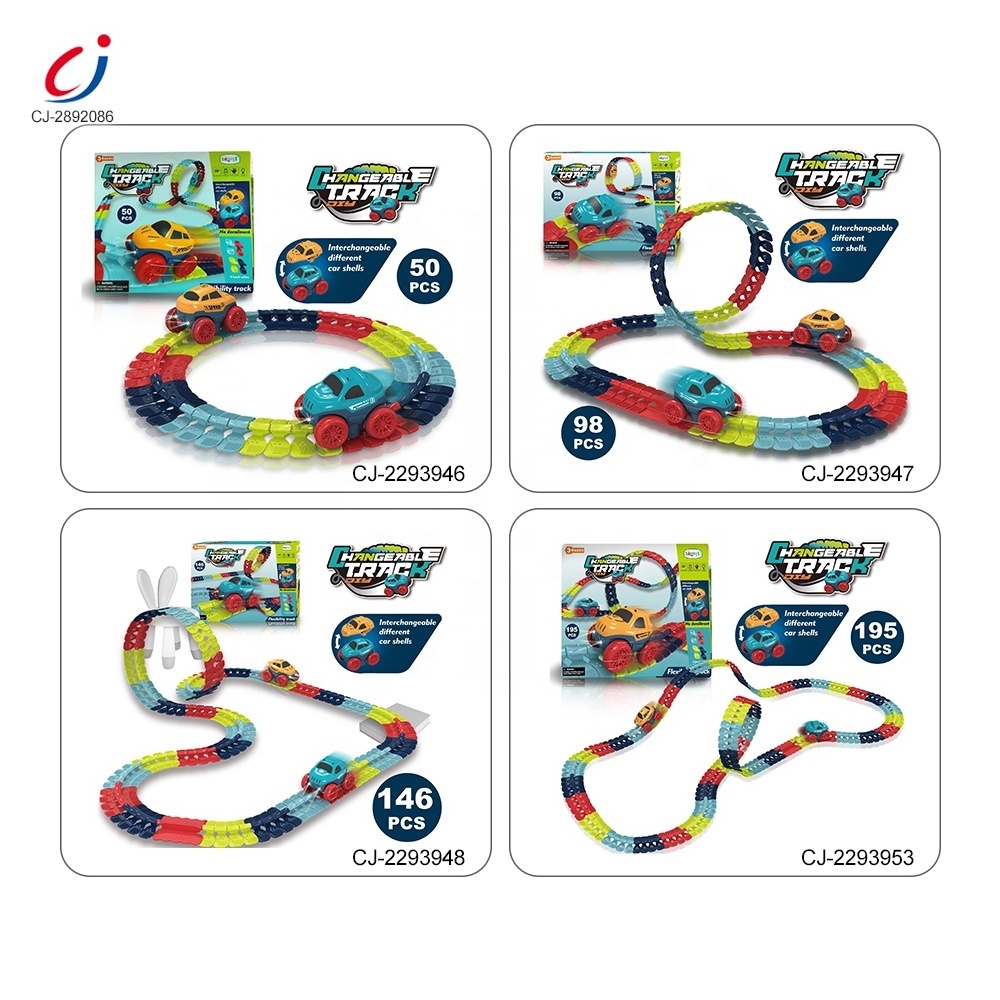 Chengji 2023 anti-gravity high speed rail child 144pcs diy assemble electric flexible changeable track toy