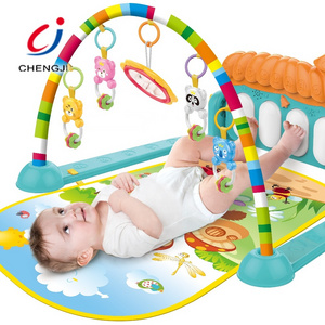 Chengji infant activity safety foot pedal removable rattle gym piano fitness rack baby with light and music