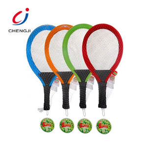 Hot Selling Beach Ball Cloth Tennis Racket Games Toy Set Child Outdoor Sport Toy Fabric Tennis Racket With Flash Light