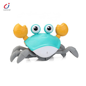 Hot selling interactive baby catch runaway infant crawling automatically avoid cute electric walking induction crab toy