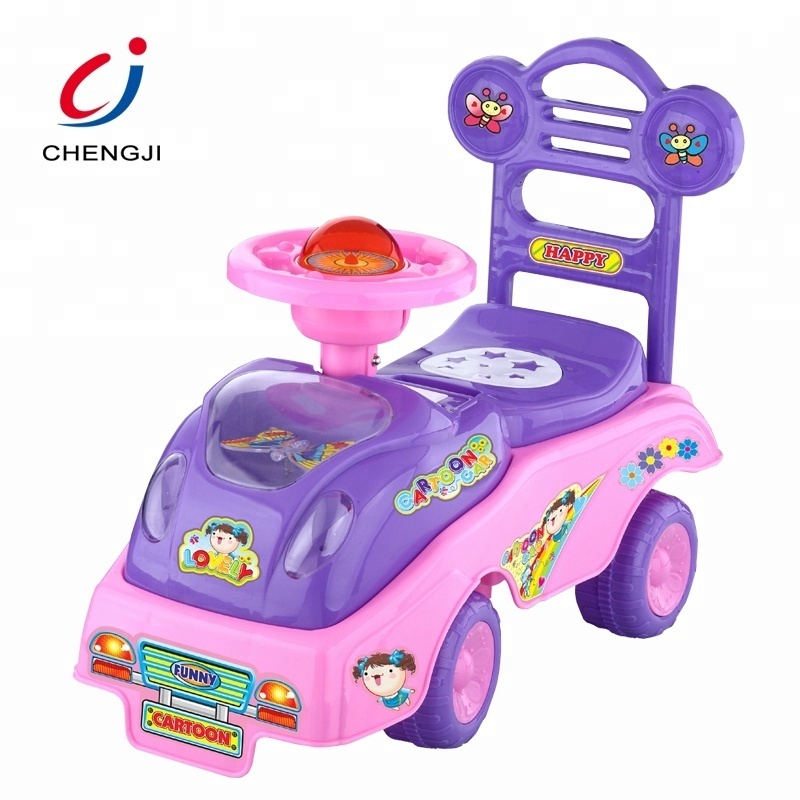 Chengji Hot sale plastic baby sliding cartoon pink children toy car ride on car