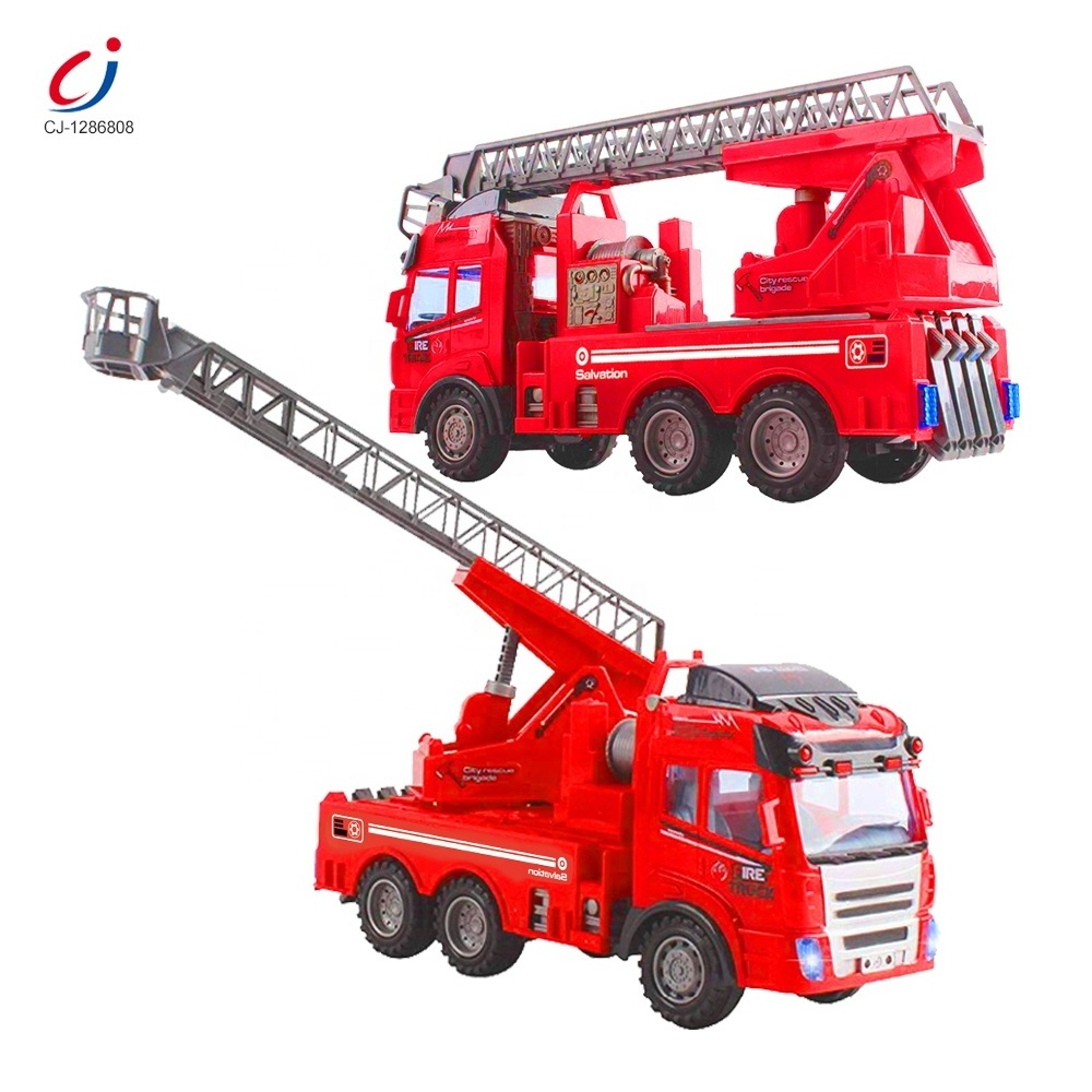 Chengji high quality 4 channel electric remote control fire rescue truck toy fire engine truck rc for kids